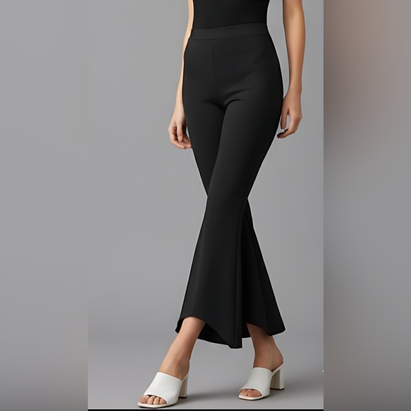 *RESTOCK* Black Ruffle Hem Flare Leg Pants - Picture 3 of 5